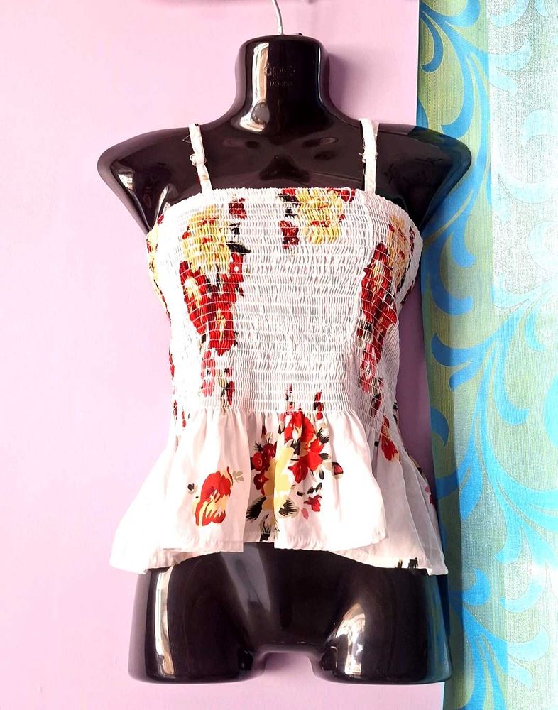 Floral Smocked Peplum Top