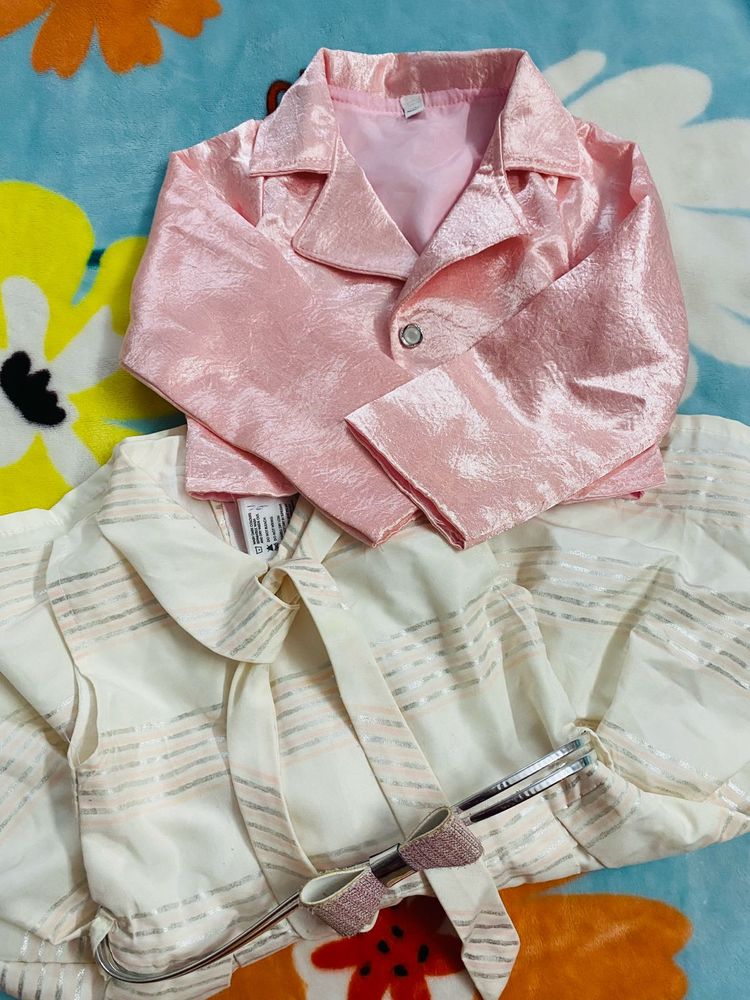 Beautiful Baby Girls Frock With Shining Jacket