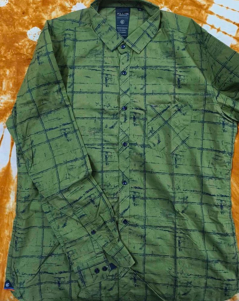 Killer Green Checkered Casual Shirt