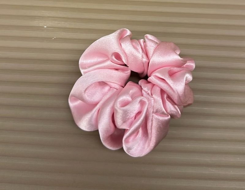 Pink Satin Scrunchie