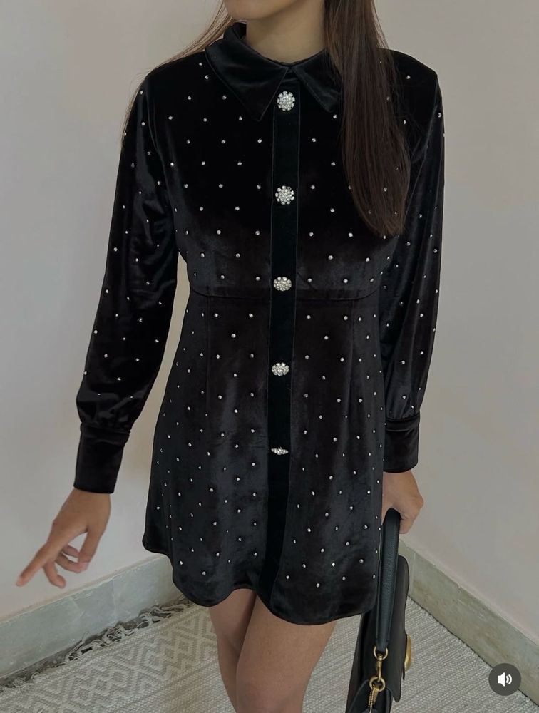 Zara inspired Velvet Rhinestones Dress