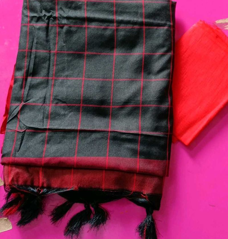 Red &amp; Black Plaid with Tassels