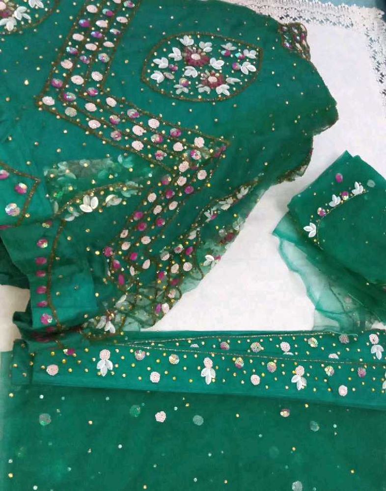Emerald Green Embellished Fabric Set