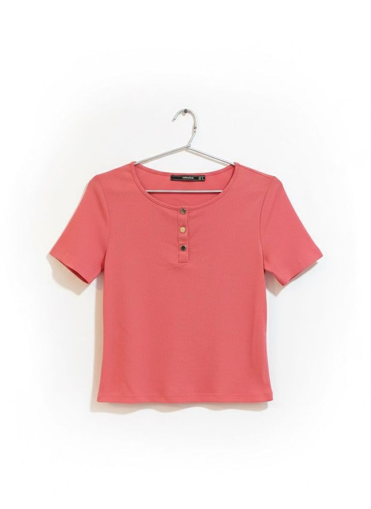 Coral Button-Up Top