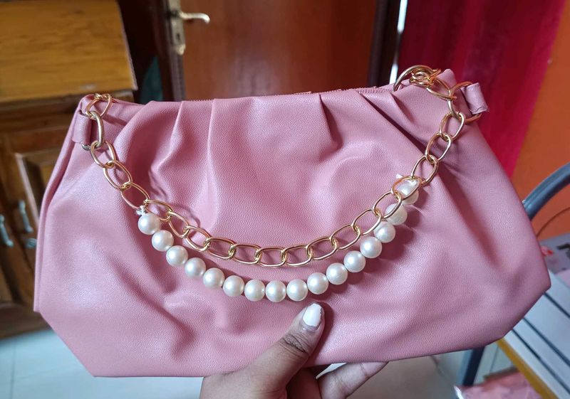 Pack of 2 Ruched Clutch with Pearl Detail