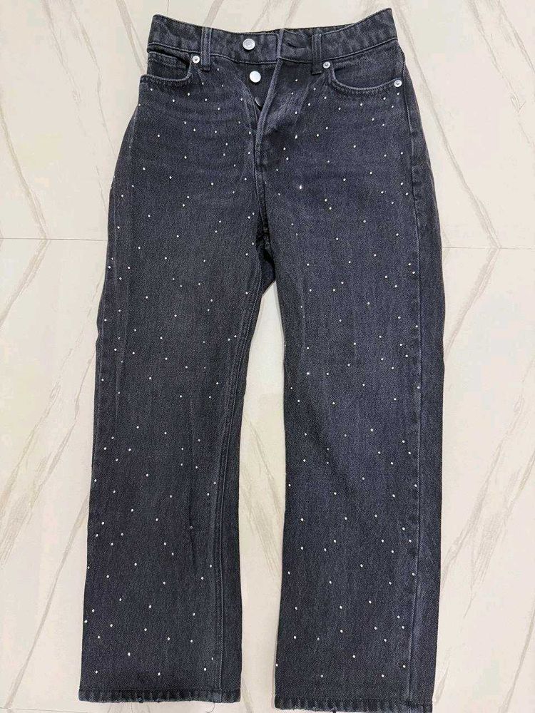 H&amp;M Charcoal Pant With Sparkling Beads😍