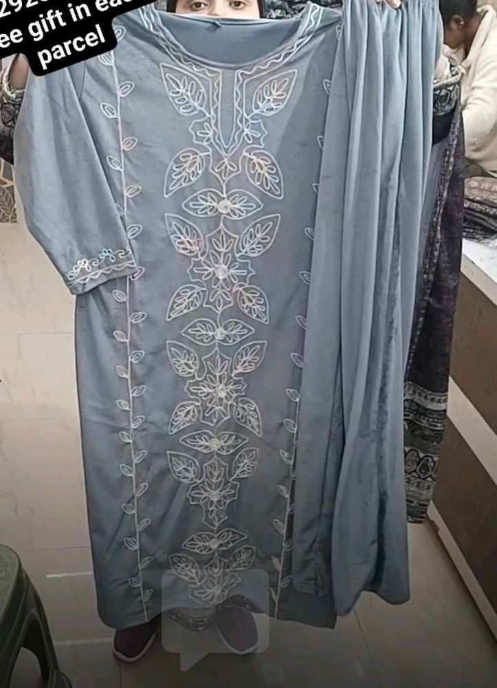 New Unused Velvet Kashmiri Embroidery Suit