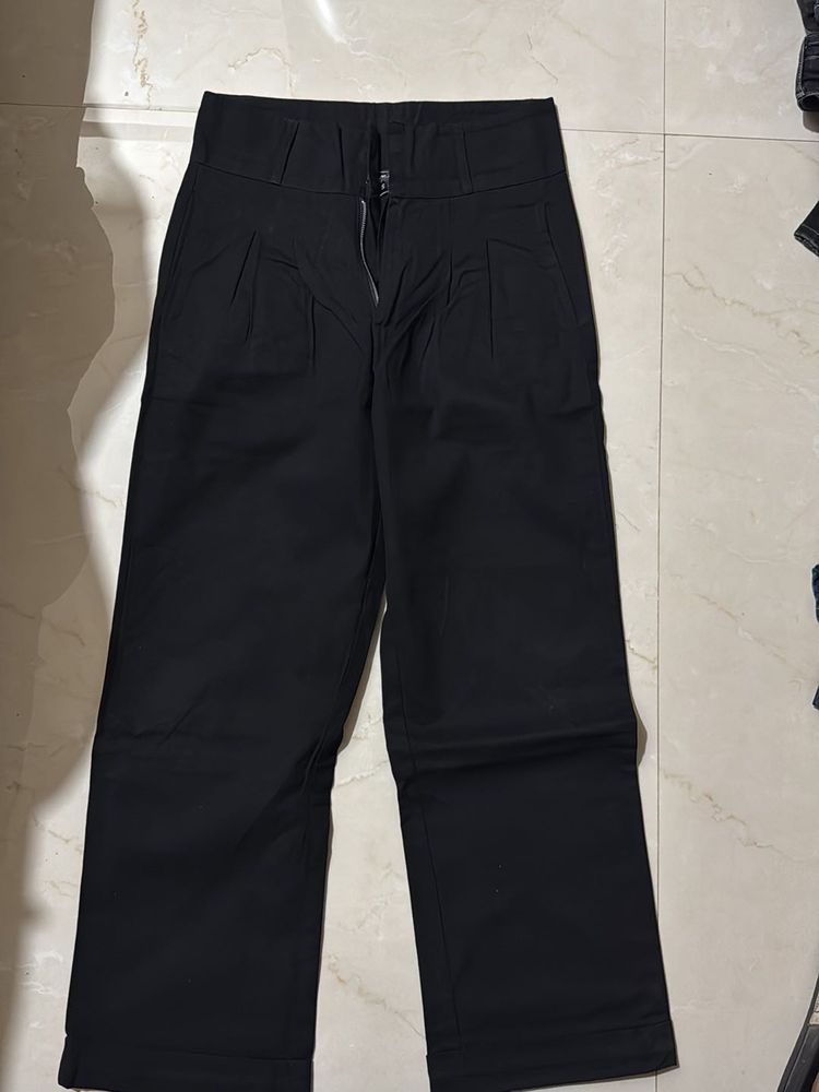 Black Wide Leg High Waisted flared Pants