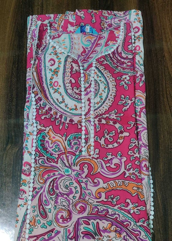 Pink Paisley Print Kurta