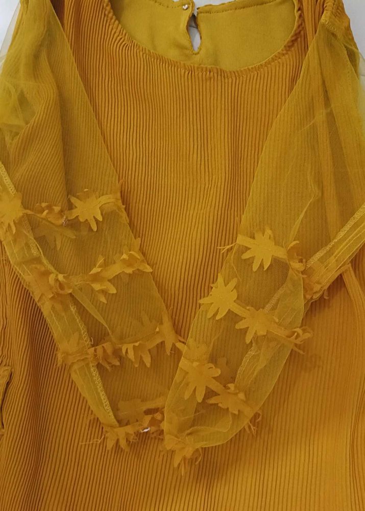 Sheer Sleeve Mustard Top
