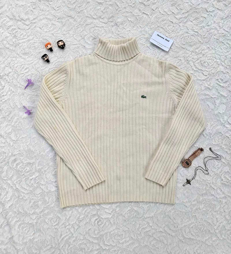LACOSTE Cream Turtleneck Sweater