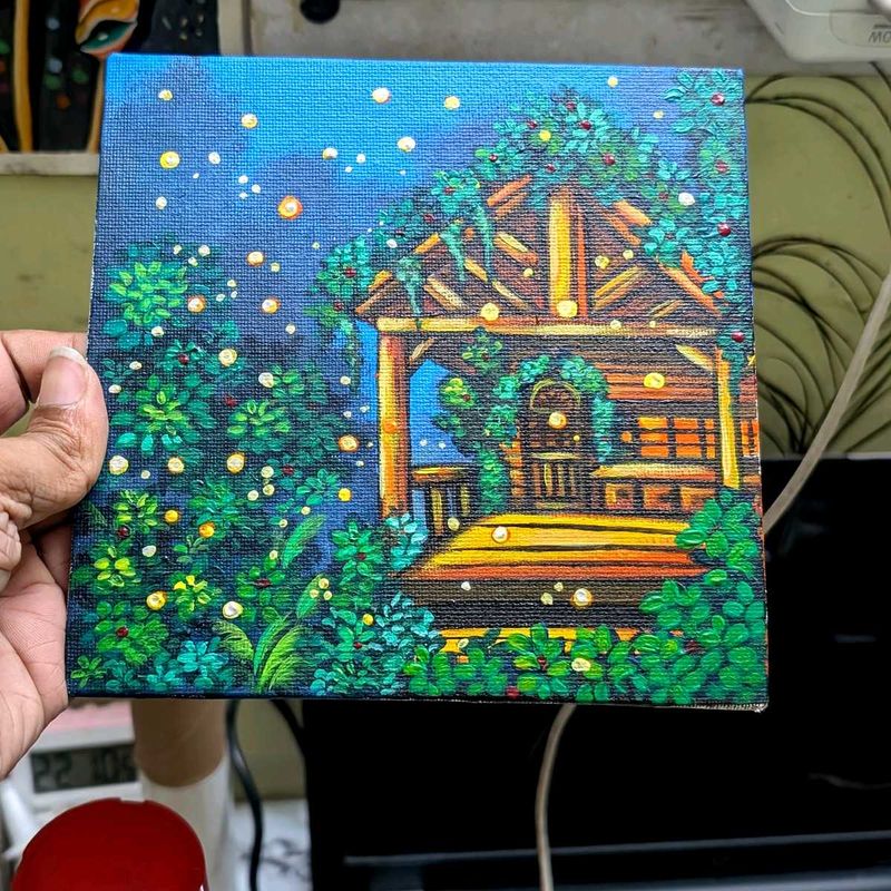 Mini cabin in wood Acrylic Painting
