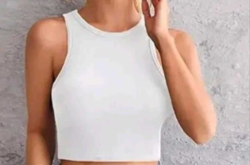 White Sleeveless Tank Top