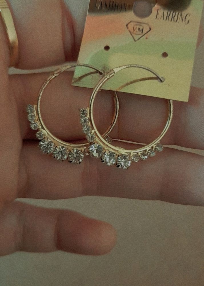 Hoop Earrings Gold And White