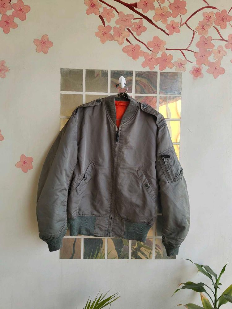 Vintage Olive Green Bomber Jacket