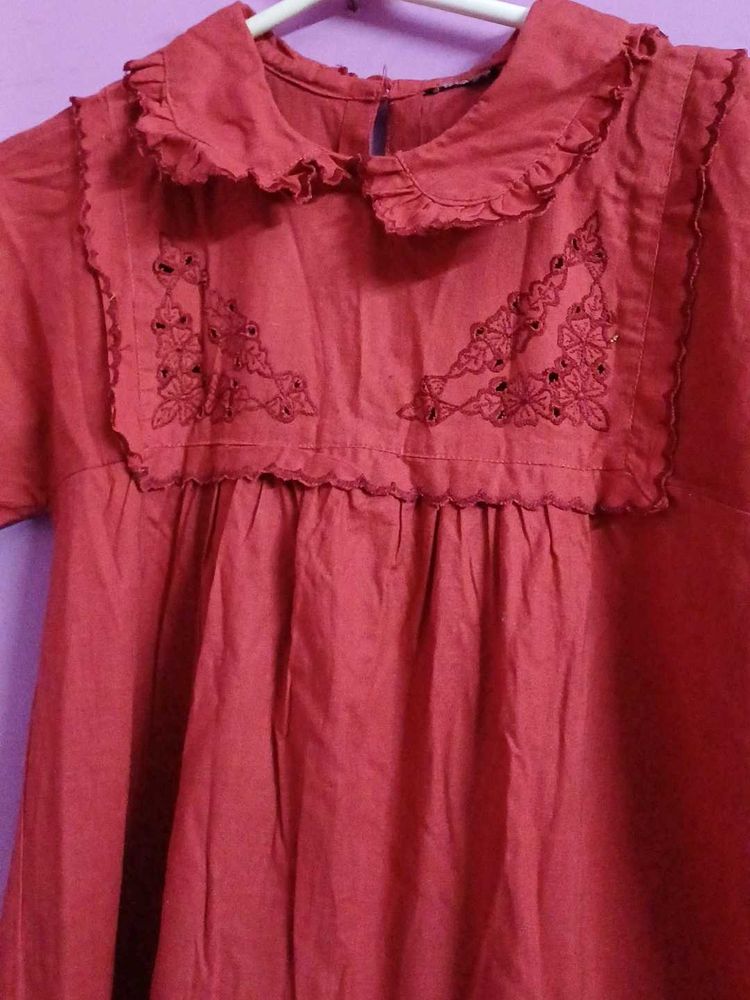 Red Girls Casual korean Dress