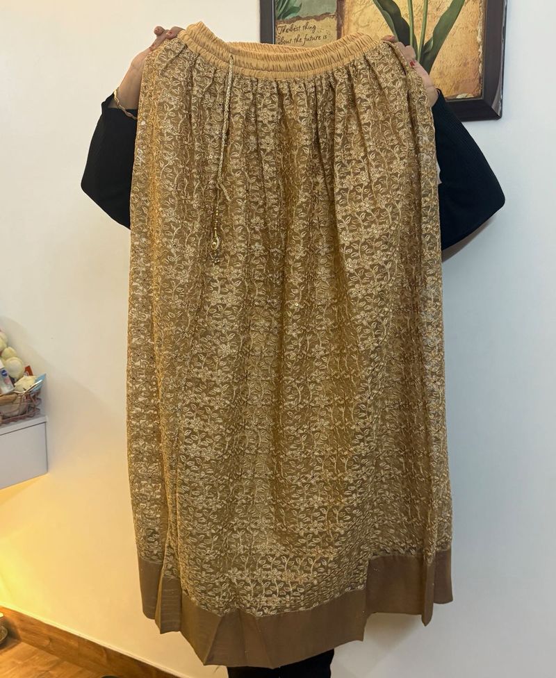 Elegant Gold Embellished Skirt