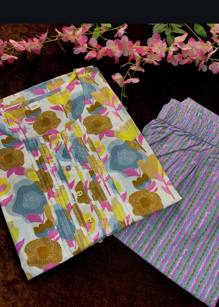 Floral pure cotton Kurta Set