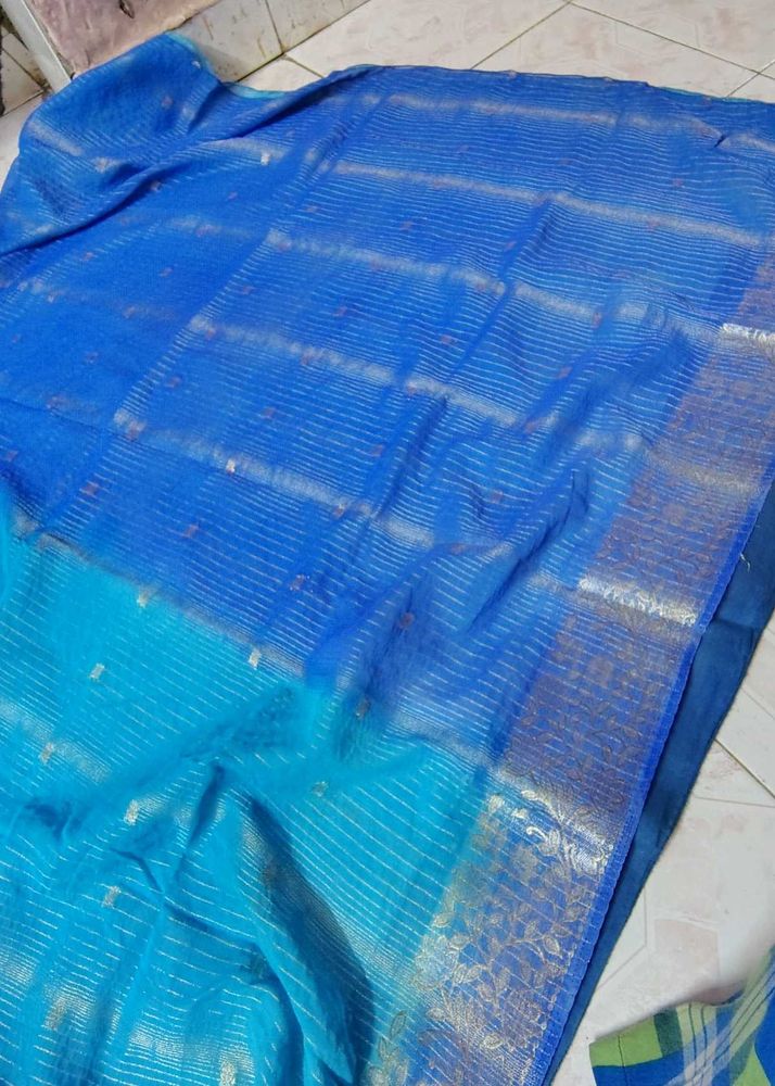 Blue Striped Saree