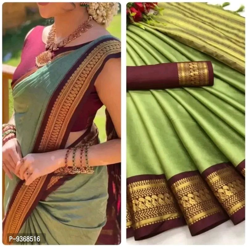Elegant Green Saree with Gold Border