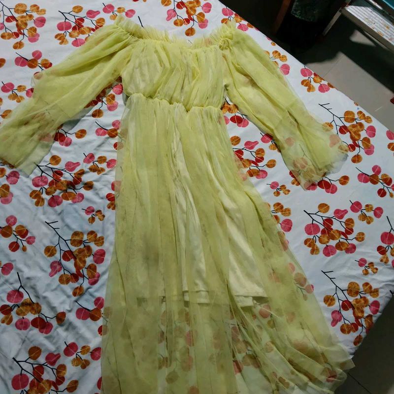 Yellow Off-Shoulder Maxi Dress