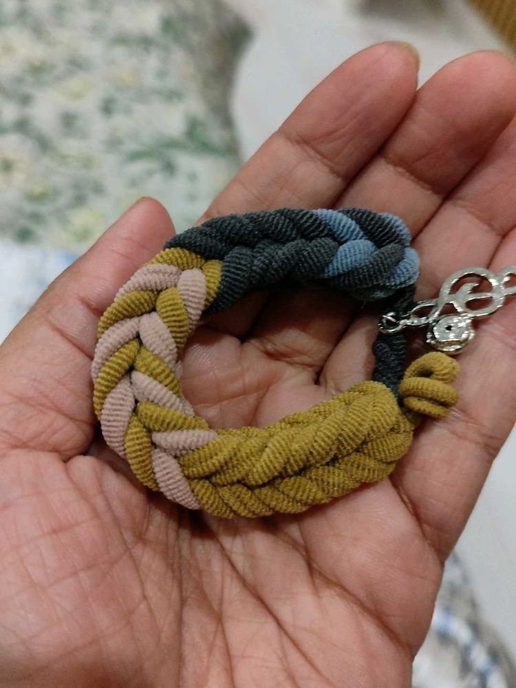 Brown Handmade Rubber Evil Eye Bracelet