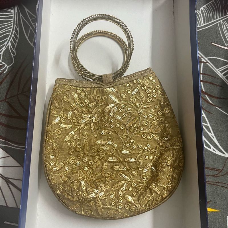 Unused Gold &amp; Orange Sequin Clutch