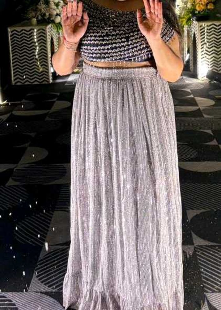 Silver Embellished Lehenga Choli Set