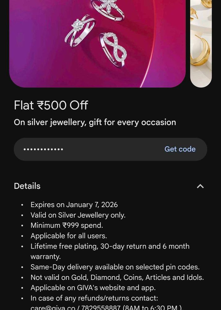 GIVA Silver Rings - Flat ₹500 Off