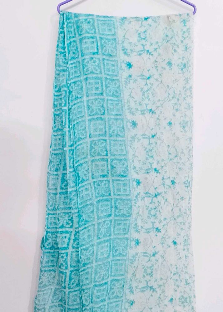 Beautiful White &amp; Blue Dupatta