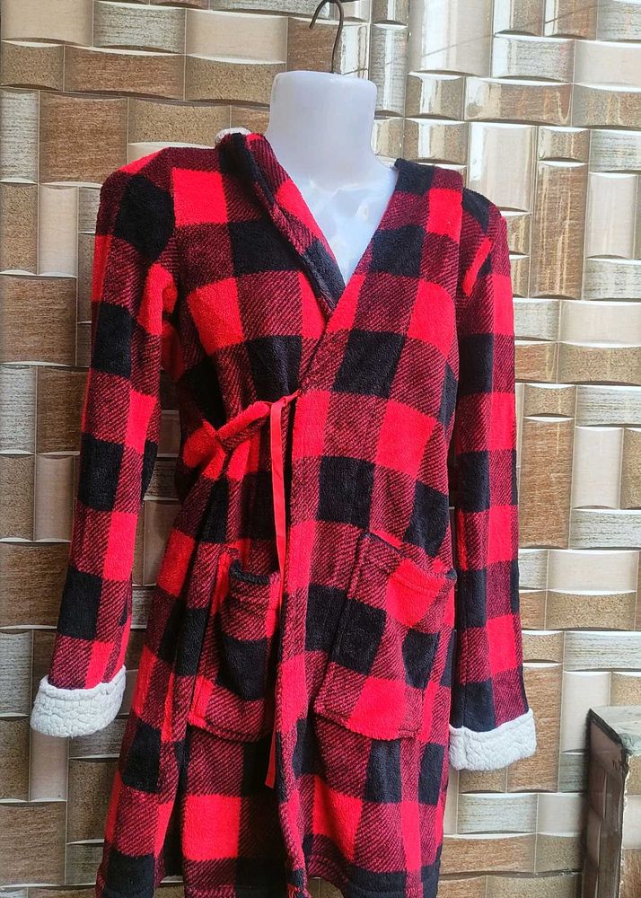 Red &amp; Black Plaid Robe