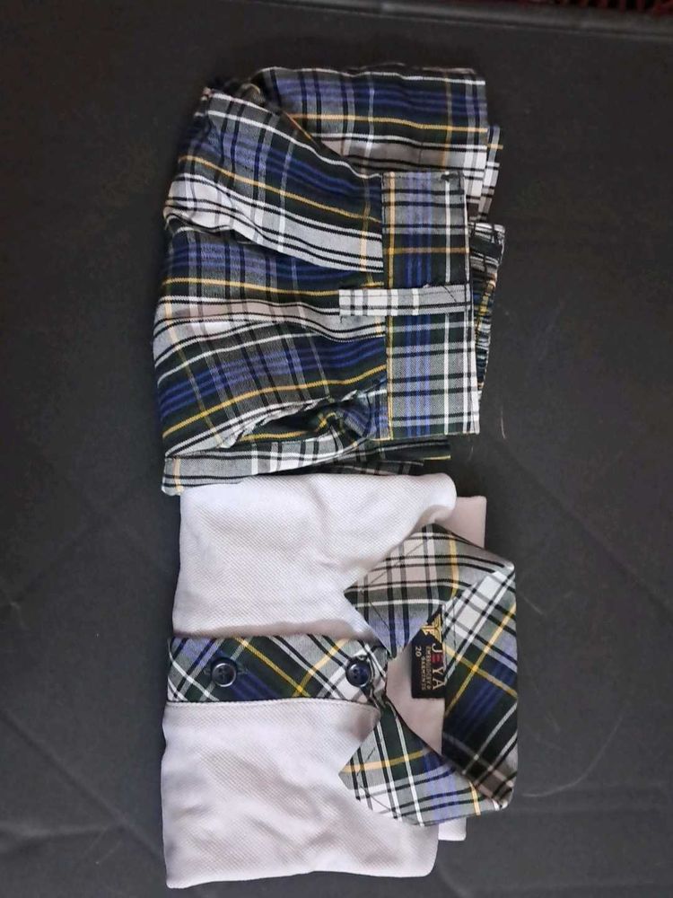 Boys&#39; Polo Shirt with Plaid Collar 1 Set