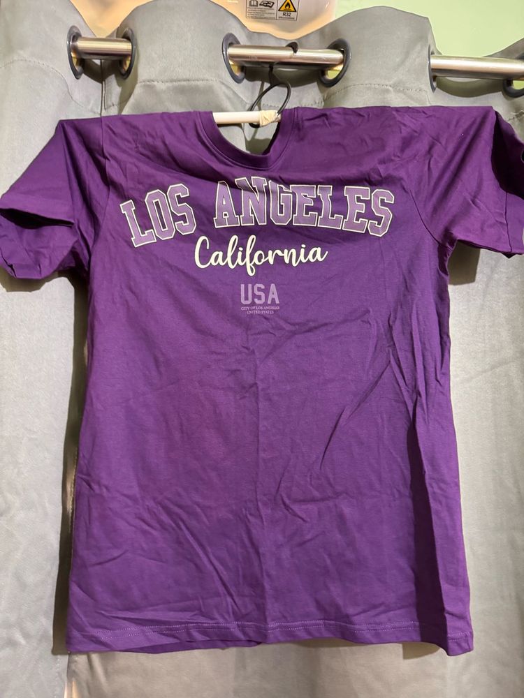 Purple Typography Printed Drop Shoulder Sleeves