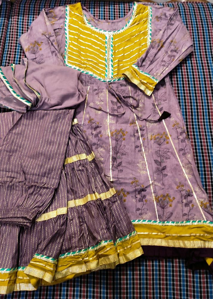 Beautiful Lavender Sharara Suit With Dupatta