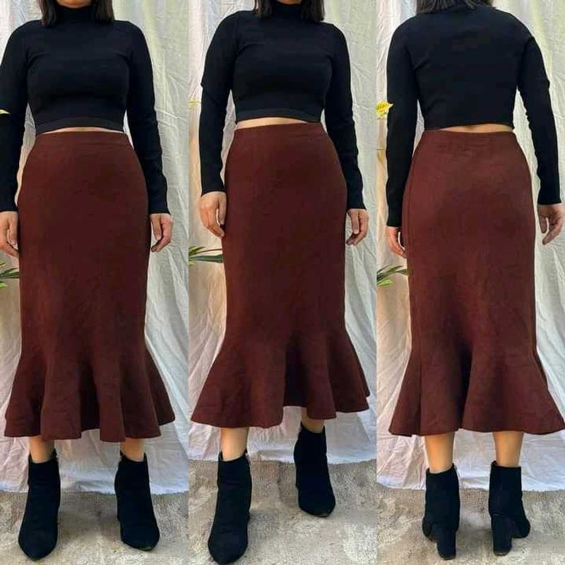 Brown Mermaid Woollen Skirt