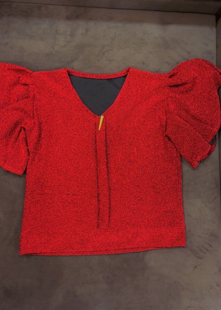 Red Puff Sleeve Top