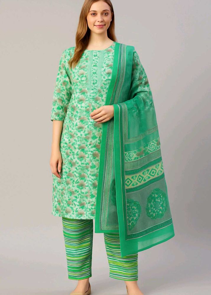 Green Printed Kurta Set
