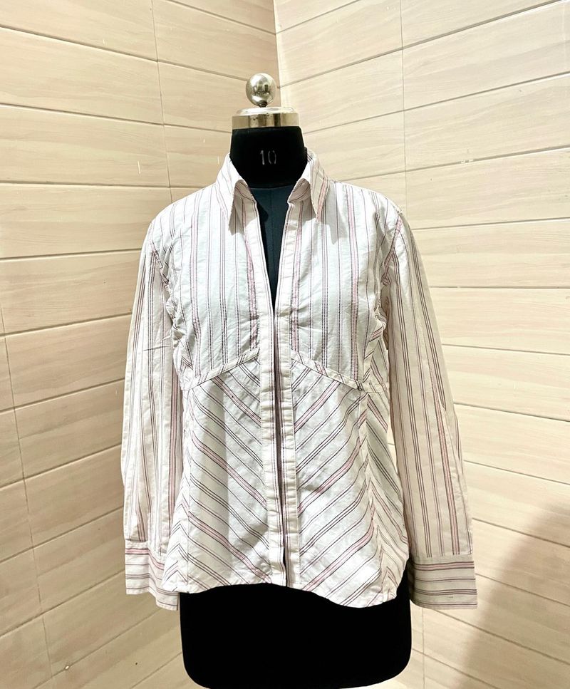 Y2k Vintage Imported Striped Button-Down Shirt