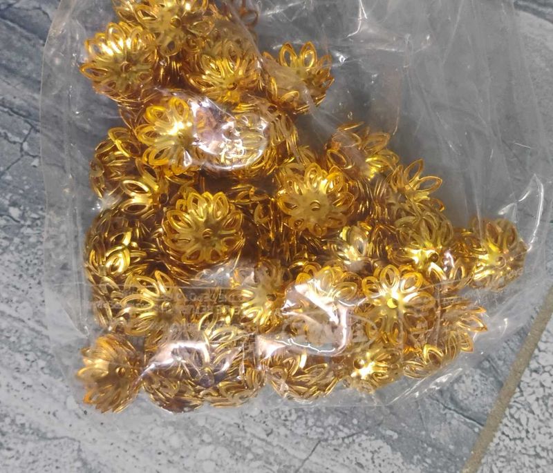 Gold Flower Bead Caps (50+)