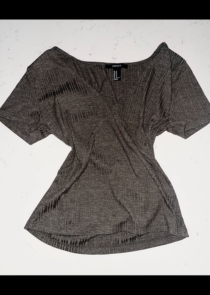Forever 21 Low Neck Olive Green Crop Top