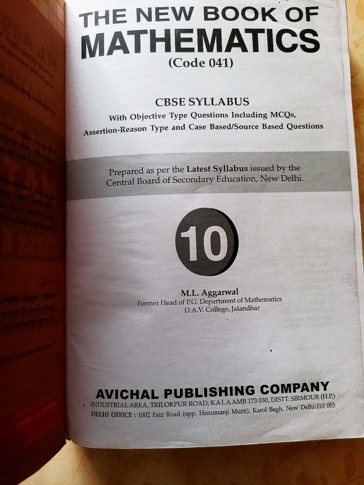 APC Books, Book Mathematics, CBSE Class 10