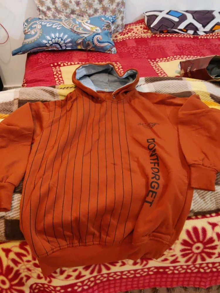 Orange Striped Hoodie