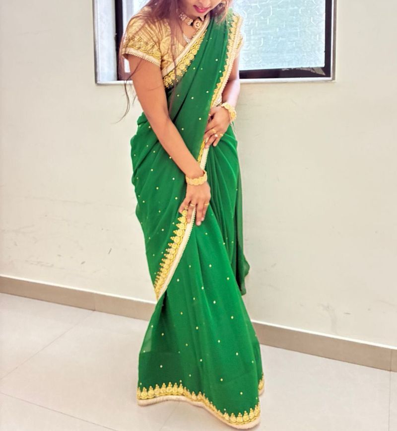 Emerald Green Embellished Saree