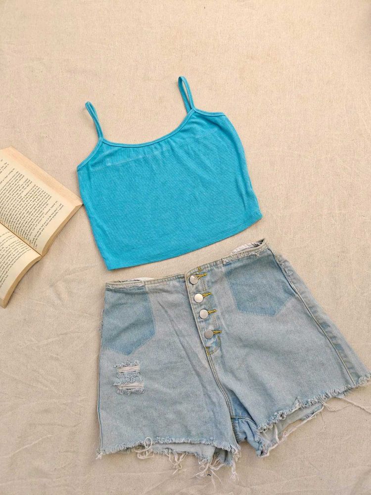 Blue Crop Top