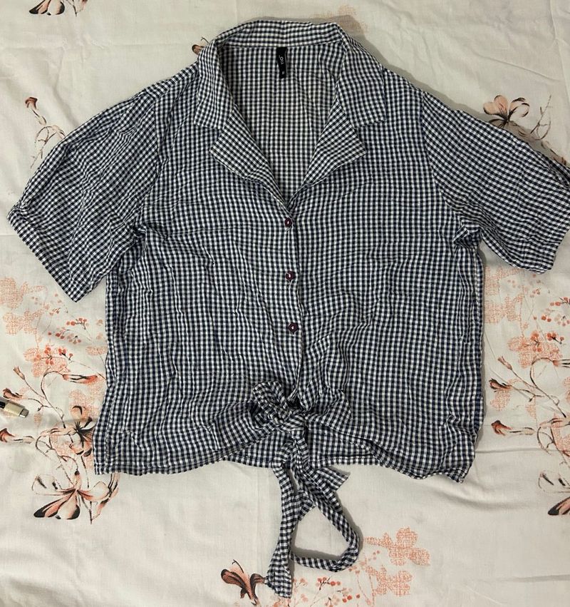 Gingham Tie-Front Top
