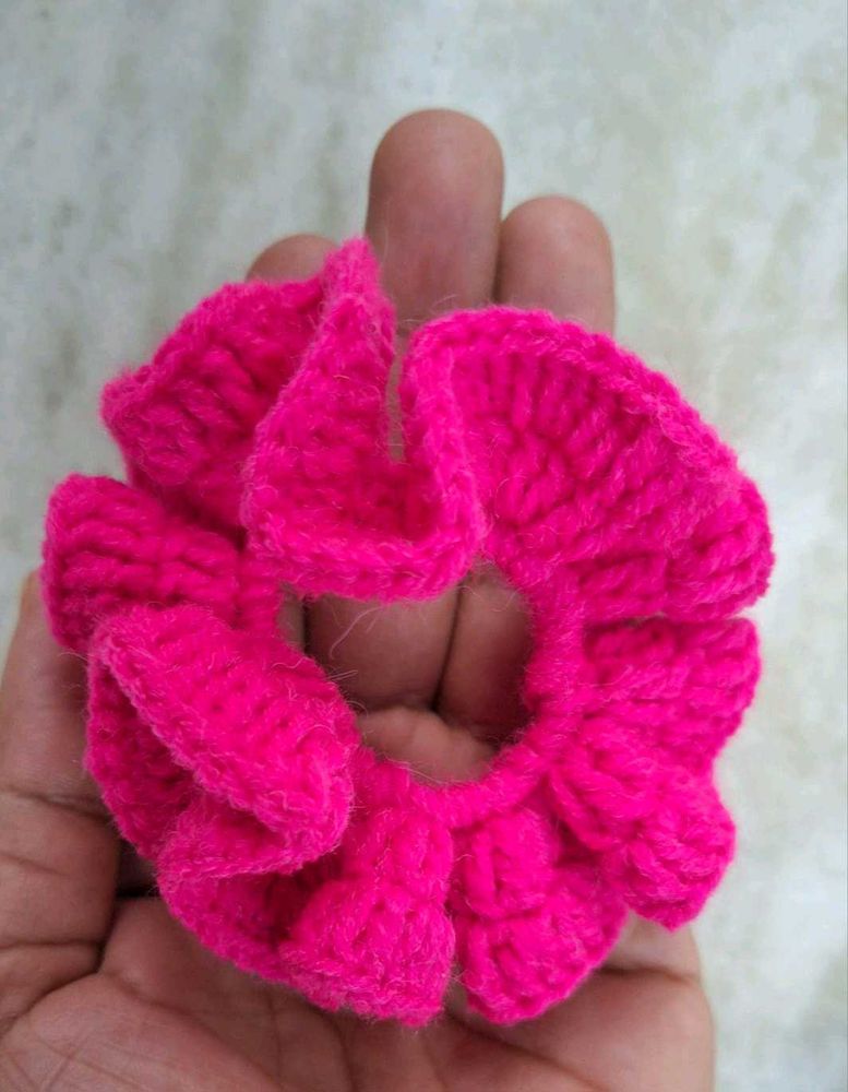 Pink Crochet Scrunchie