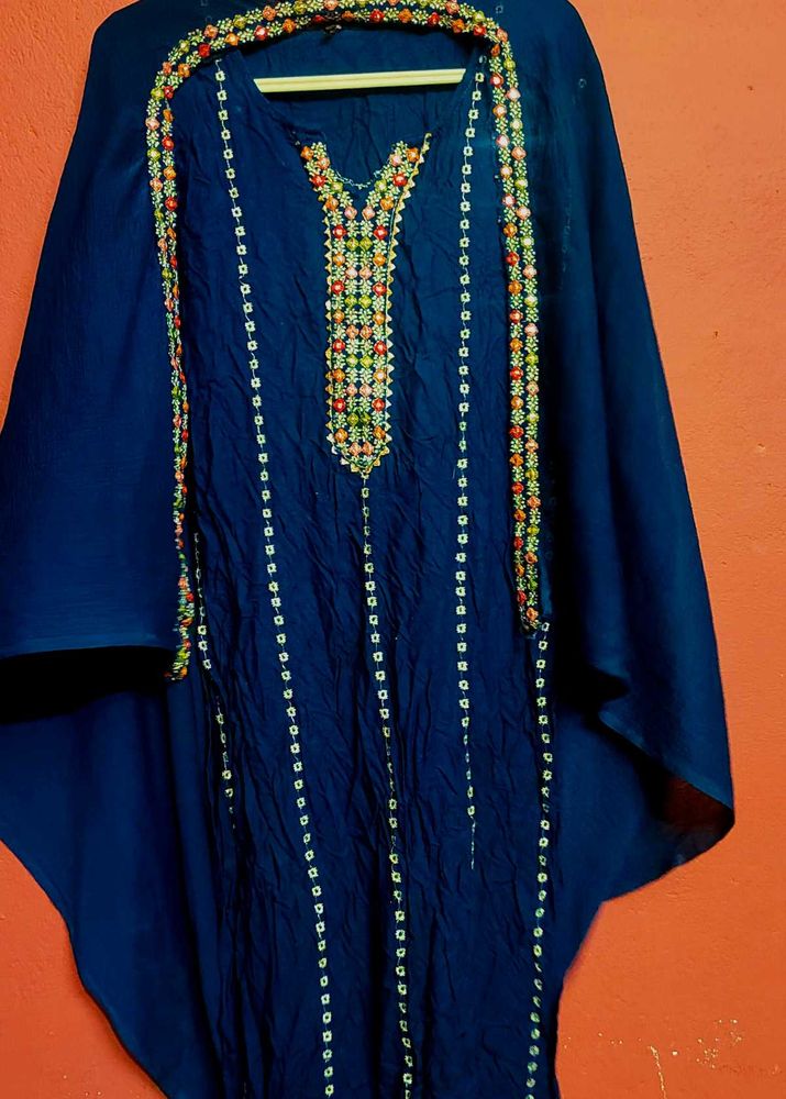Embroidered Navy Kaftan