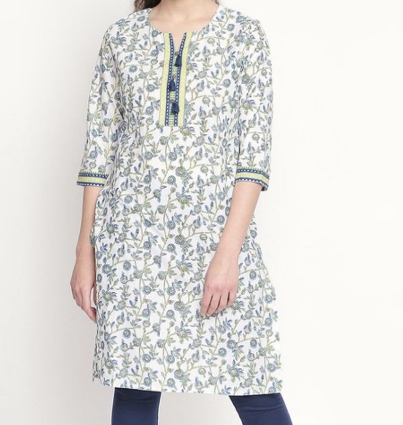 Green Printed Kurta