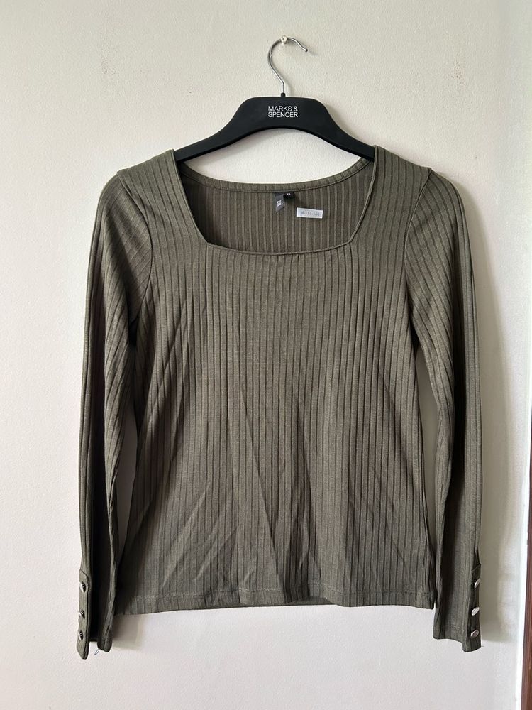 WESTSIDE Olive Green Ribbed top