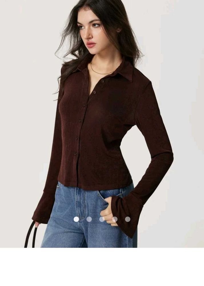SAVANA Brown Long Sleeve Top